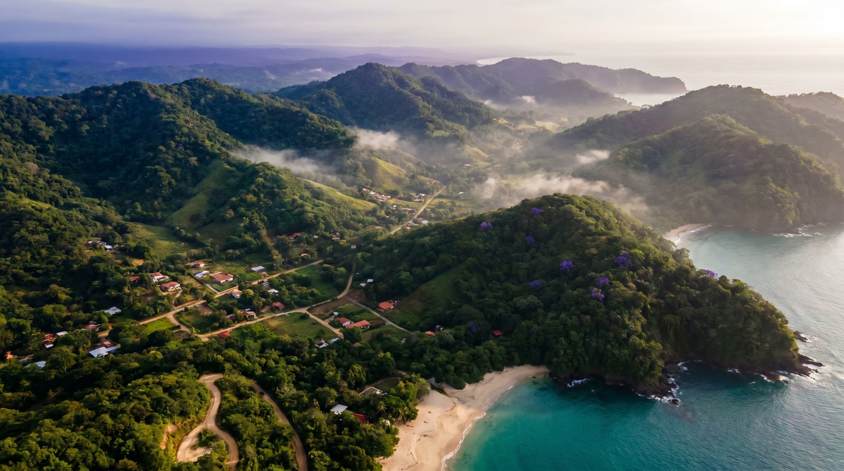 Aerial of Costa Rica's South Pacific coastline
