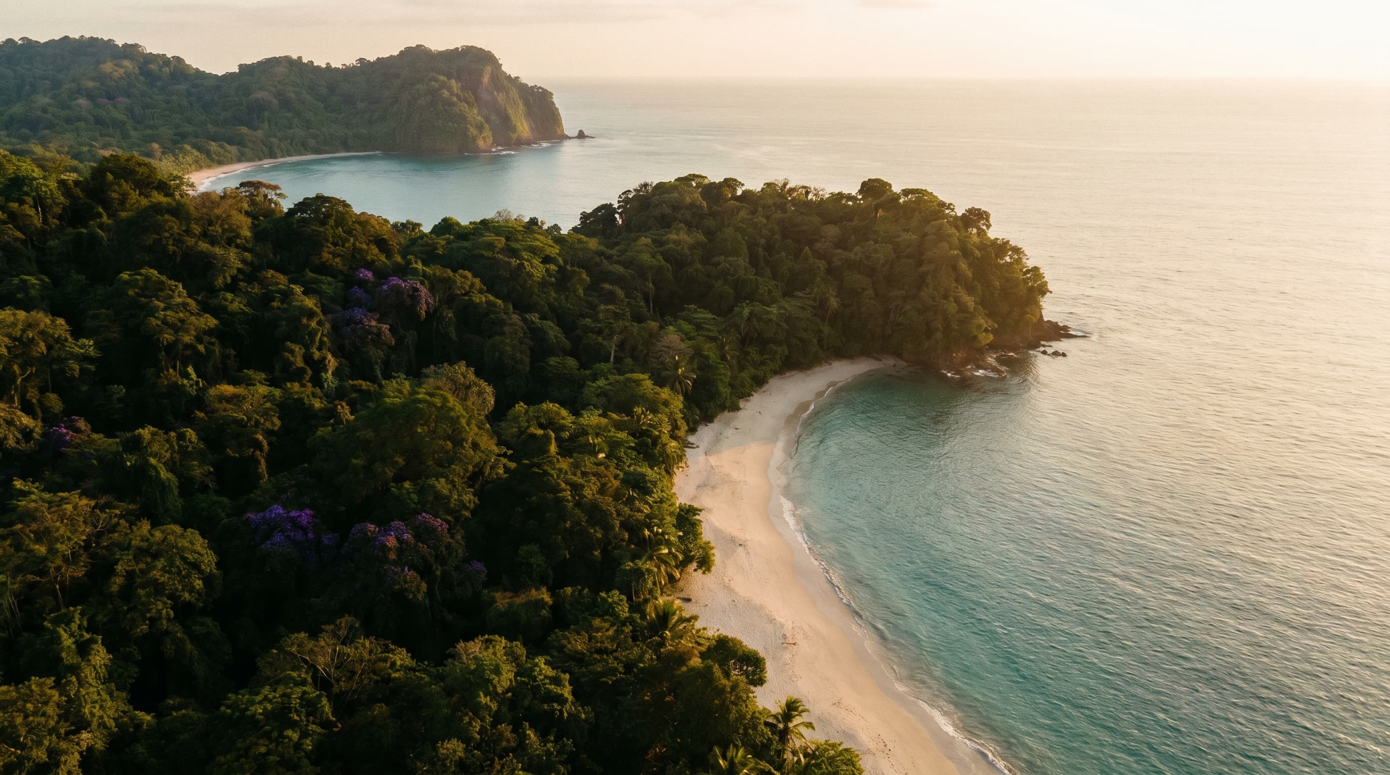 Manuel Antonio beach and rainforest at golden hour